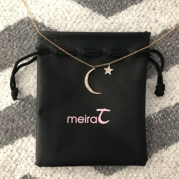 Meira T 14K Rose Gold Diamond Moon Star Necklace - Picture 4 of 15